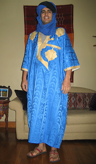 Moroccan Blue Embroidered Saharan Gandora